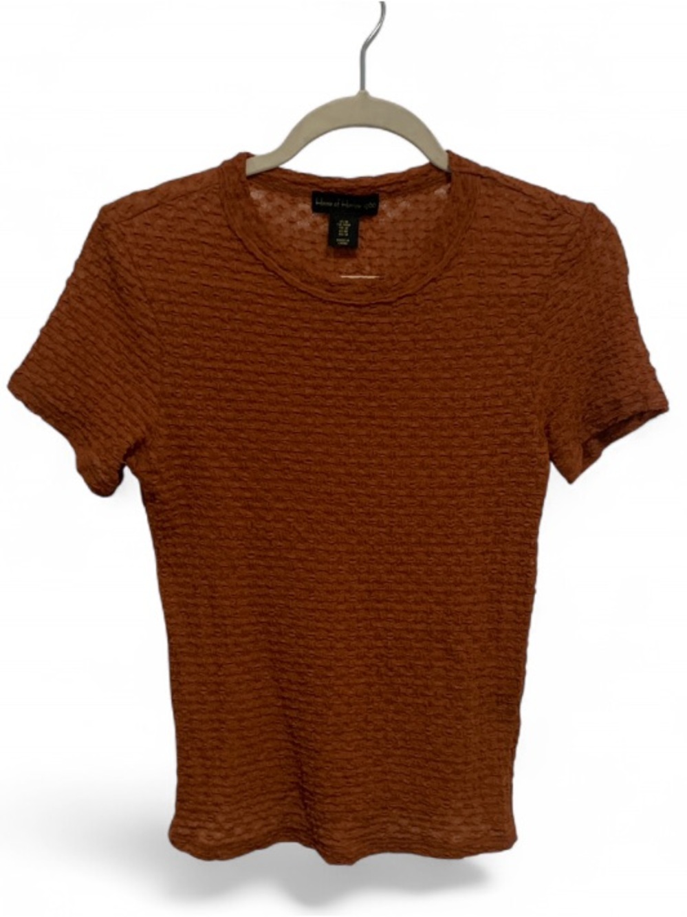 House of Harlow 1960 Textured Burnt Orange Short Sleeve Top